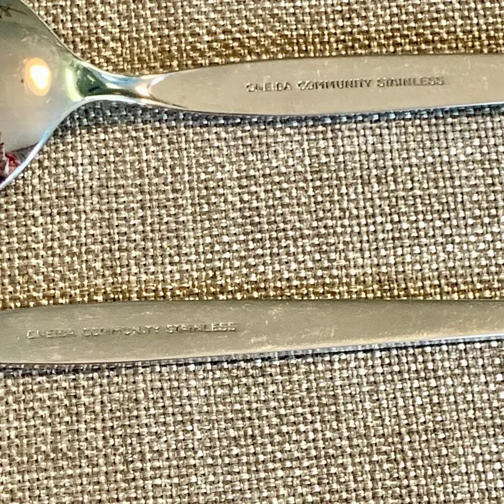 Oneida Community Stainless Older Satinique 8 Oval Soup Spoons Betty Crocker MCM